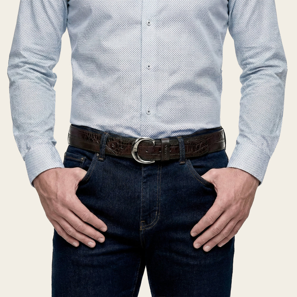 CS572FY - Cuadra brown western fashion caiman belt for men