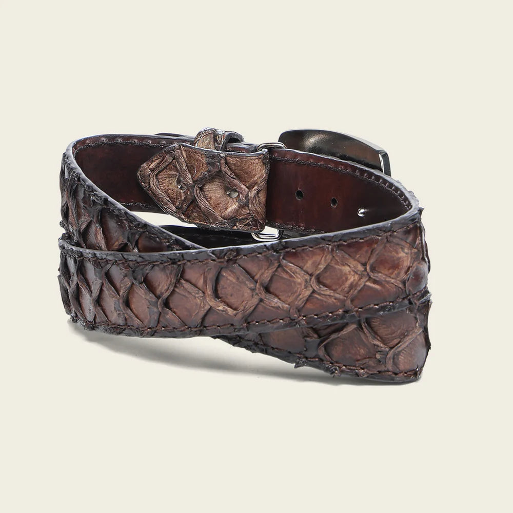 CV464PR - Cuadra honey cowboy western pirarucu leather belt for men
