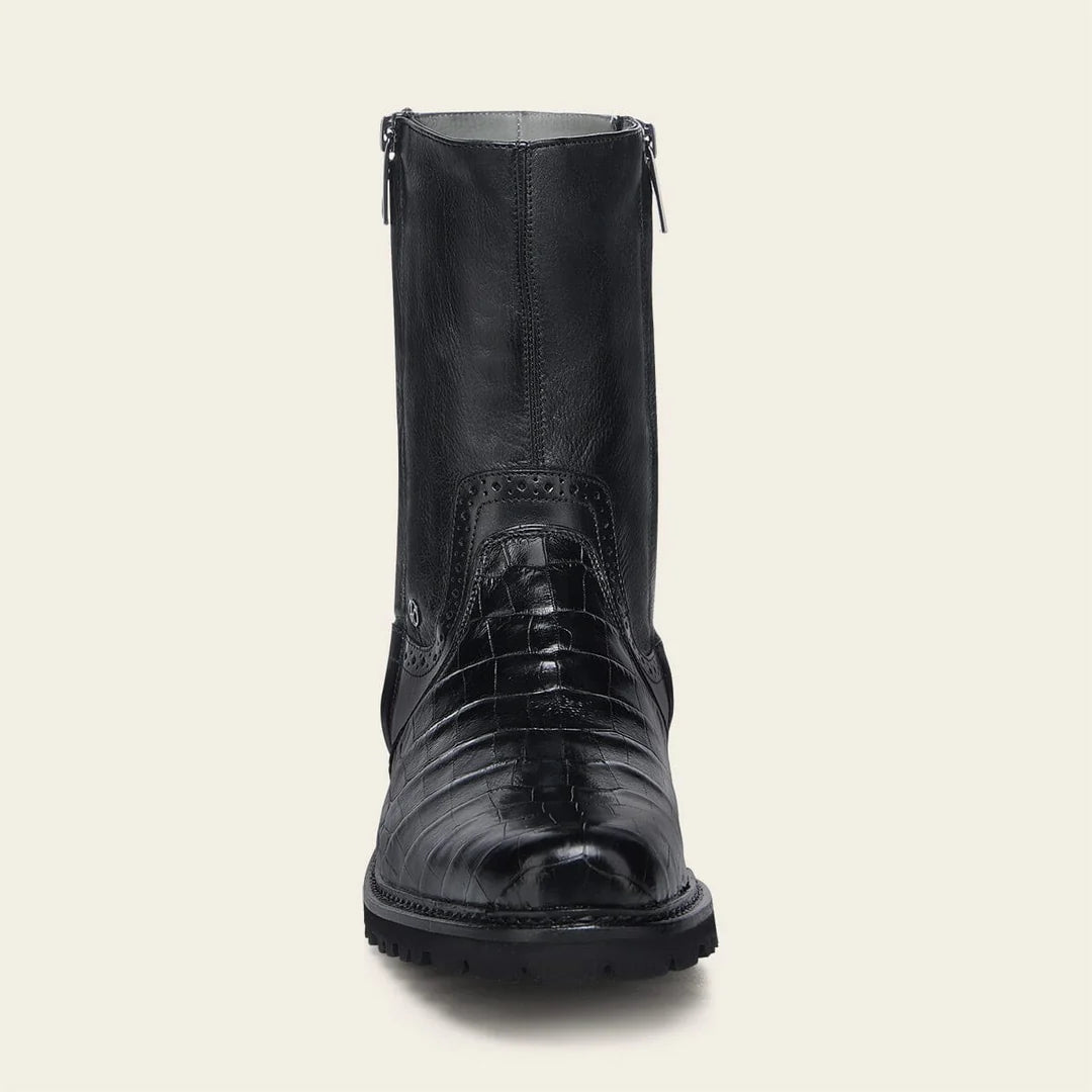G11LPBI - Franco Cuadra black dress casual alligator leather ankle boots for men