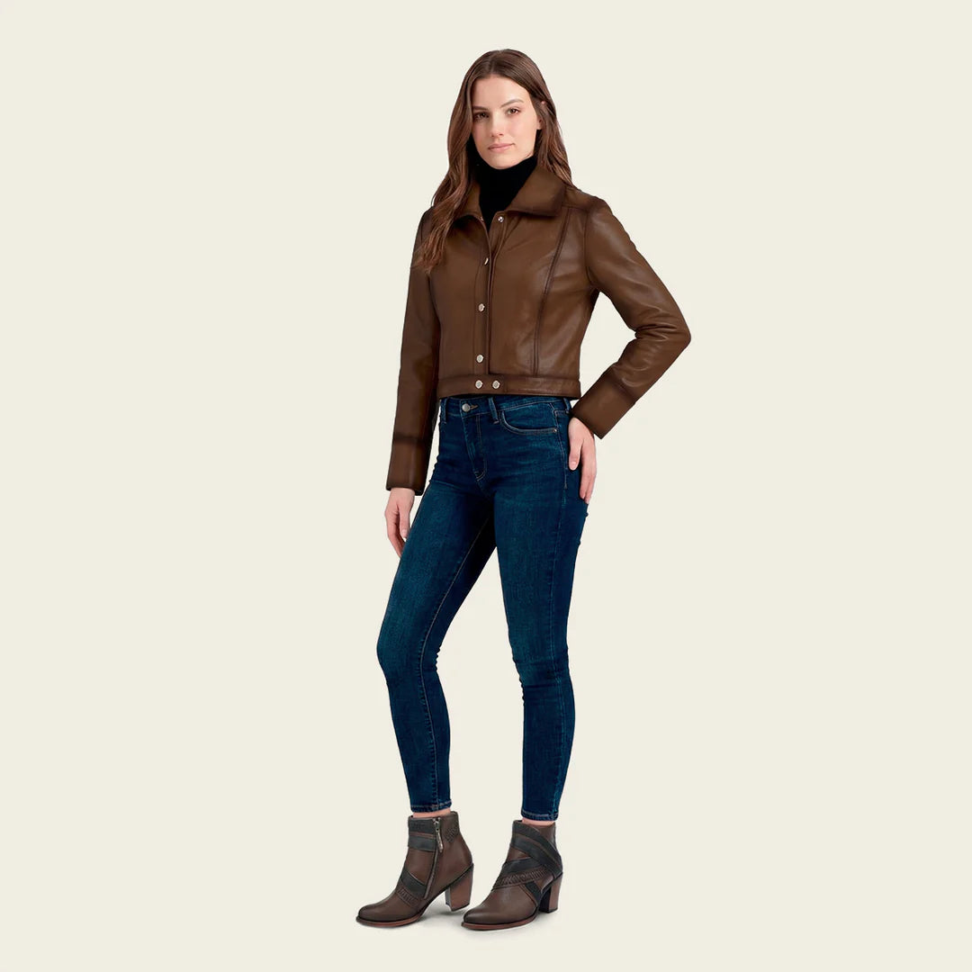 M369BOB - Cuadra honey dress casual fashion leather jacket for women