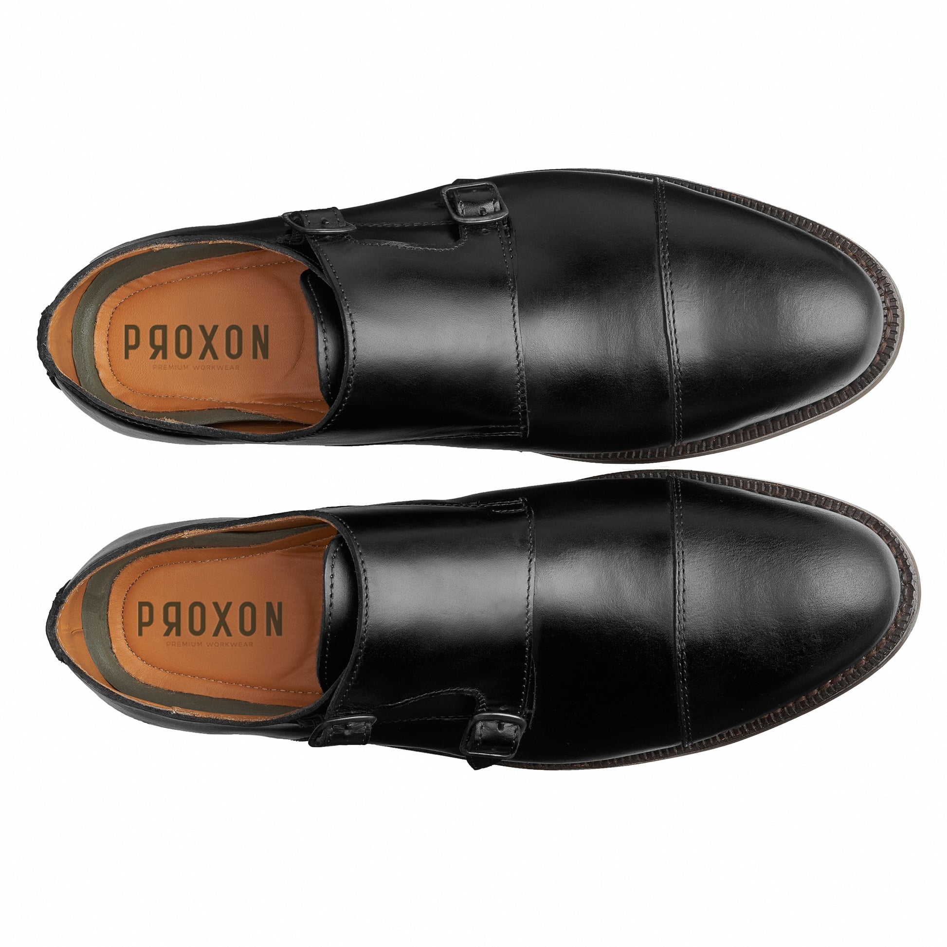 Proxon - Black Lightweight Steel Toe Monk Strap Dress Shoes for Men