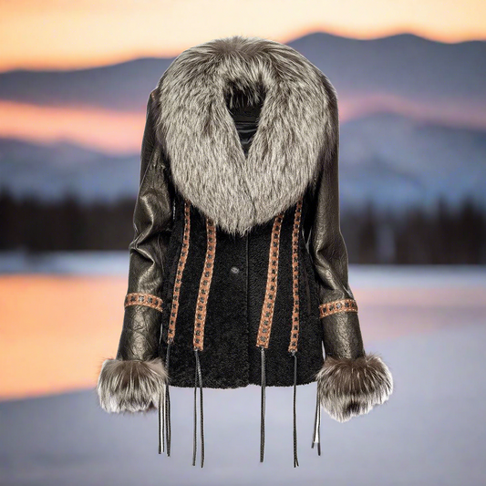 RC2007RCZ - Cuadra black casual fashion sheepskin jacket for woman