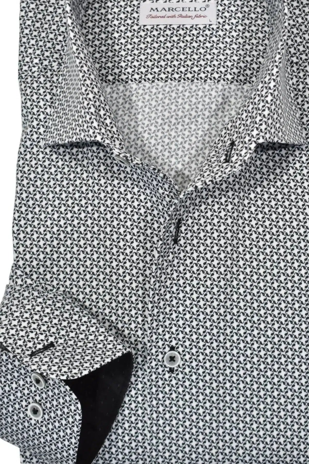 CMW720R - Cuadra black casual fashion cotton shirt for men-Kuet.us