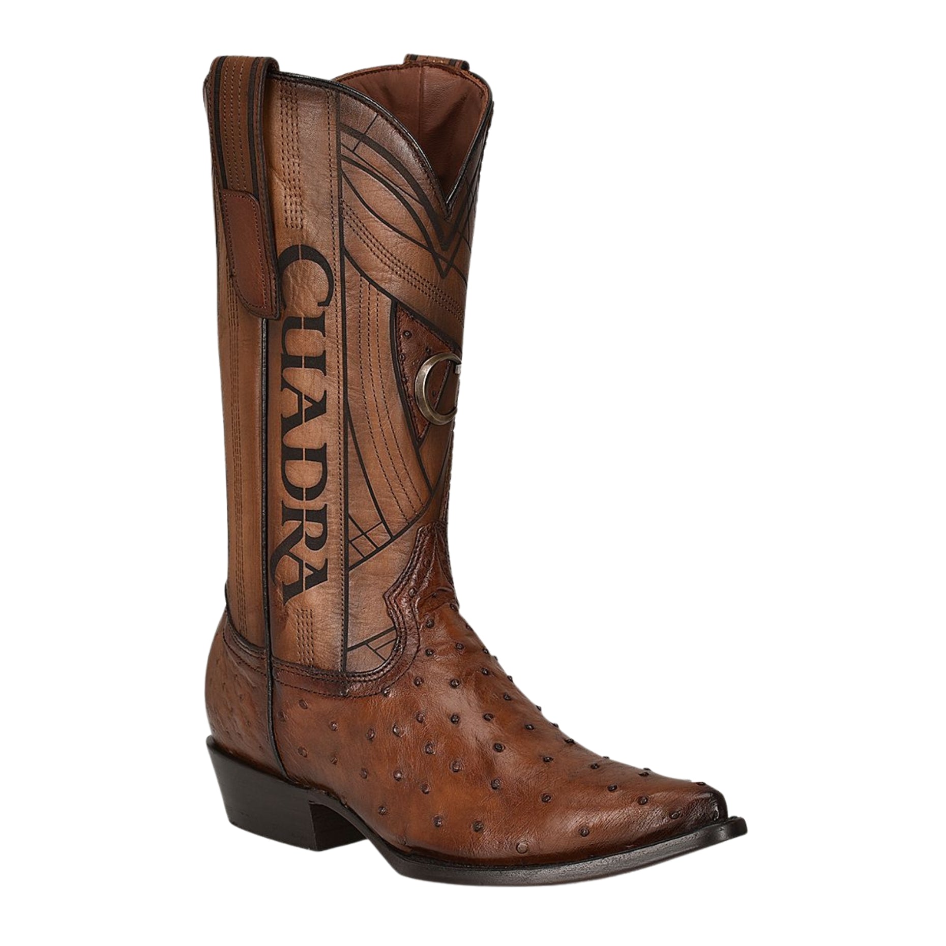 B22PA1 - Cuadra brown dress cowboy ostrich leather boots for men-Kuet.us