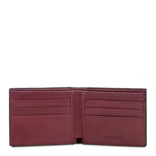 B2910A1 - Cuadra black classic full quill ostrich leather bi fold wallet for men-Kuet.us