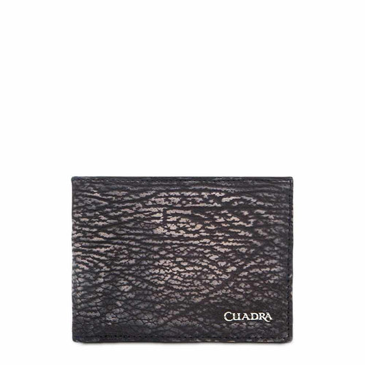 B2910TI - Cuadra blue classic bi fold shark leather wallet for men-Kuet.us