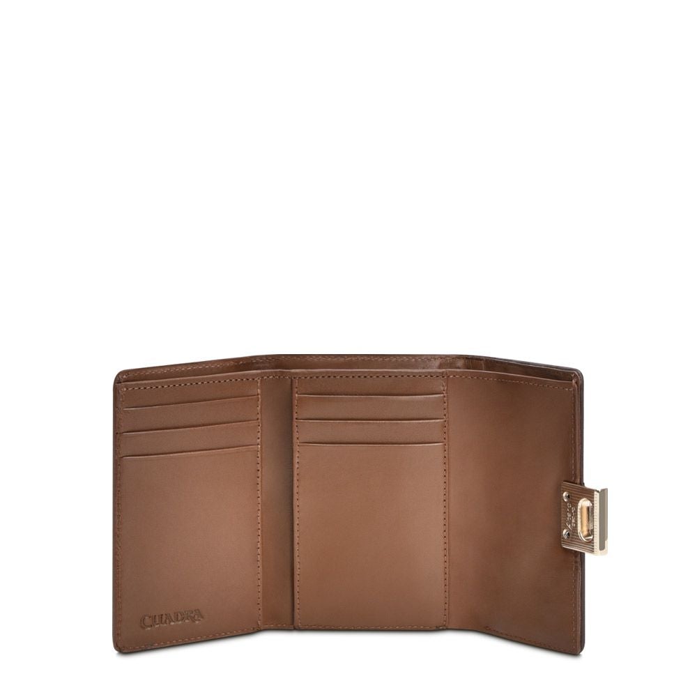 BD205RS - Cuadra maple small fashion woven leather tri fold wallet for women-Kuet.us