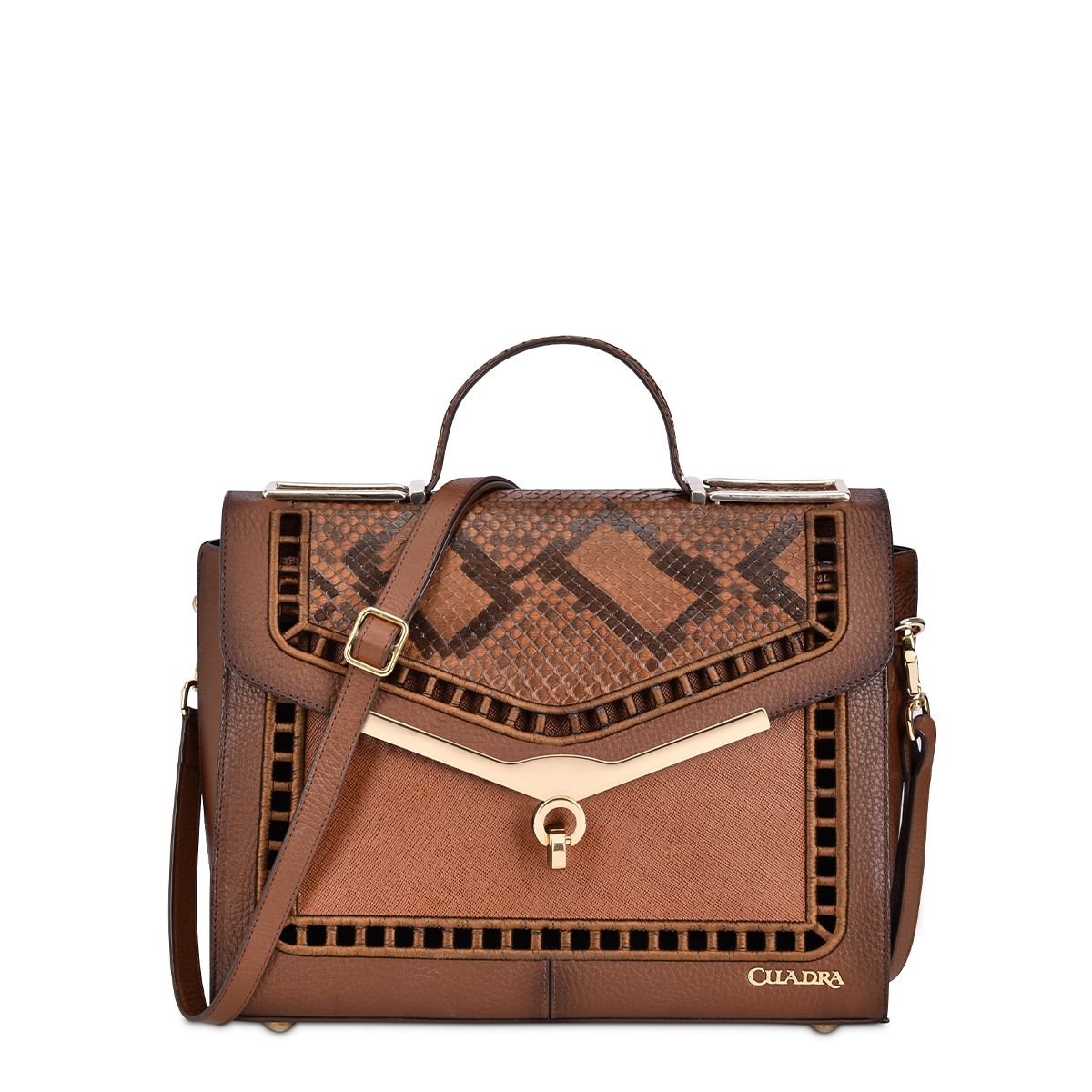 BOD26PI - Cuadra ocre casual fashion python handbag for women-Kuet.us
