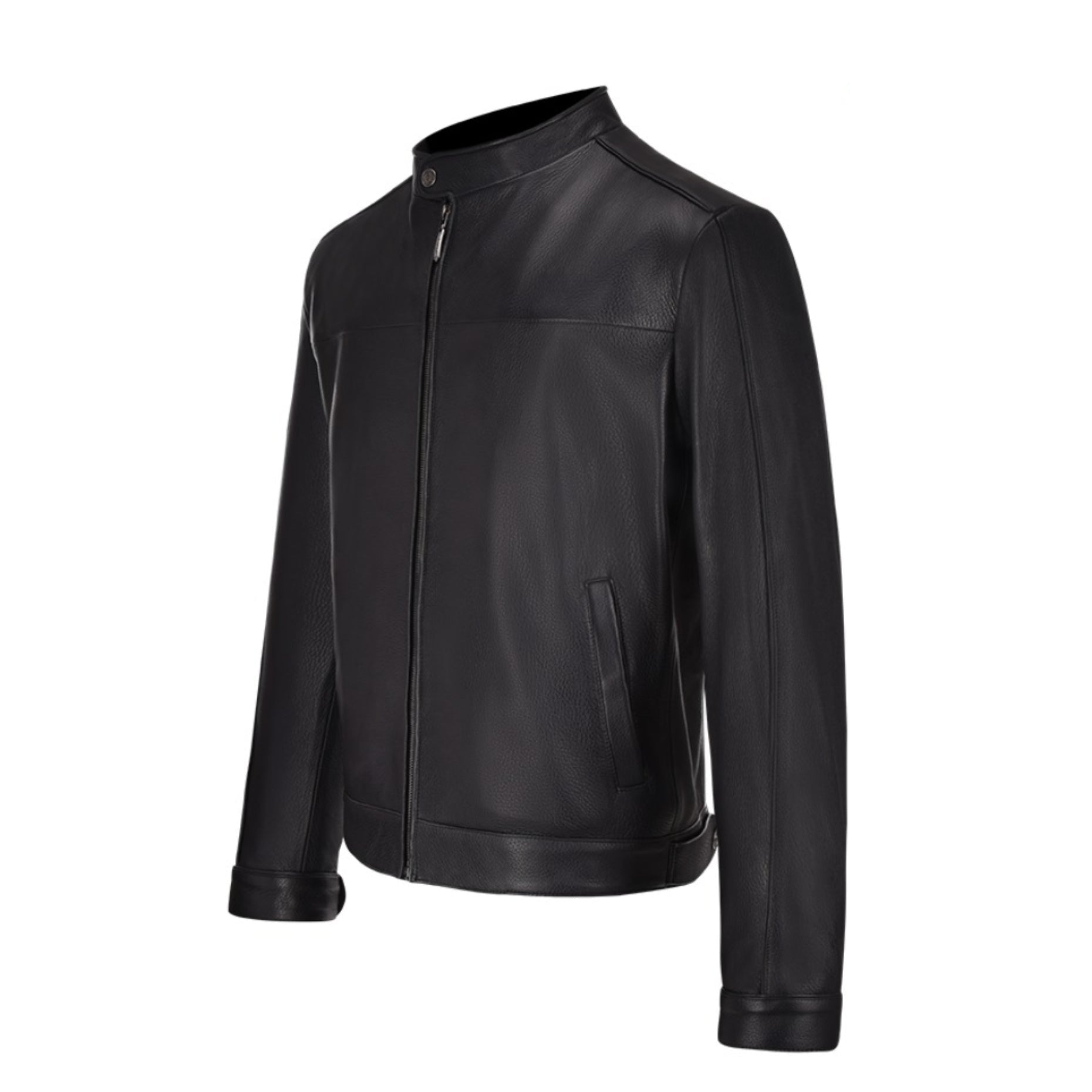H297VEV - Cuadra black casual fashion quilted deer leather jacket for men-Kuet.us