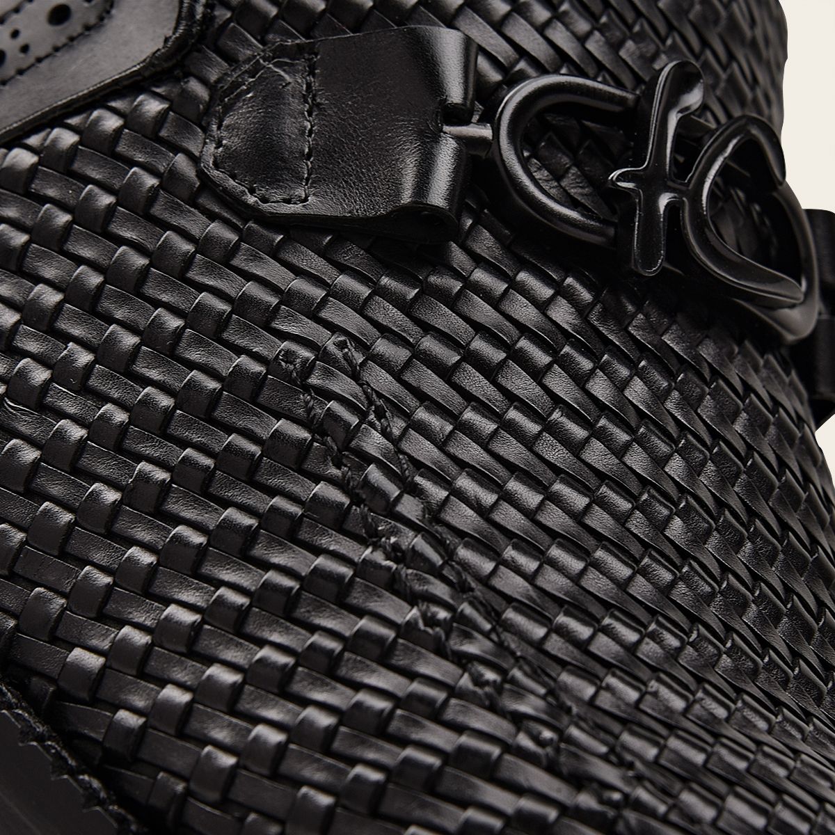 Q94TEBU - Black fashion casual woven leather loafer shoe for men