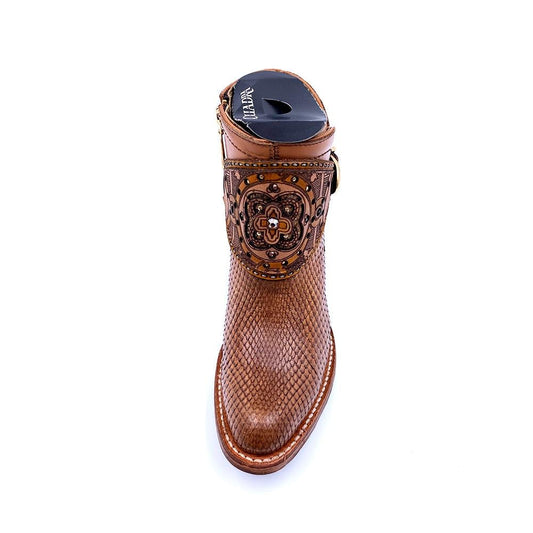 2Q02PH STRAW. CUADRA FASHION COWBOY PYTHON ANKLE BOOTS FOR WOMEN.-Kuet