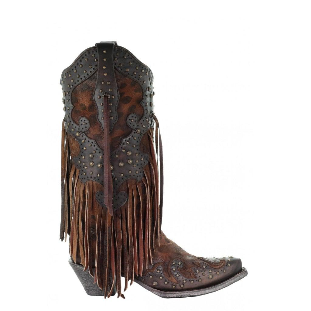 A3618 -M Corral brown western cowgirl goatskin boots for women-Kuet.us