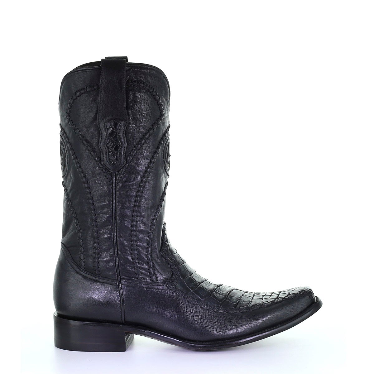 M2169 - Montana black casual cowboy alligator boots for men-Kuet.us