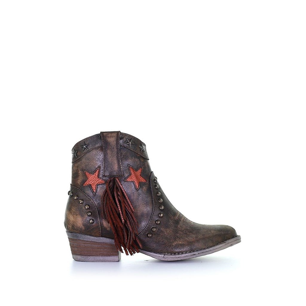 Q0181 - Circle G brown fashion western leather ankle boots for women-Kuet.us